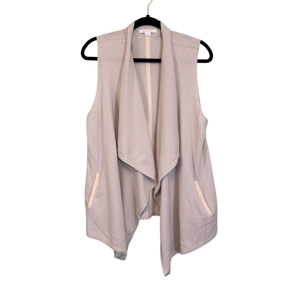 Duffy Cardigan Womens M Light Blue Cashmere Vest Open Front Draped Sleeveless
